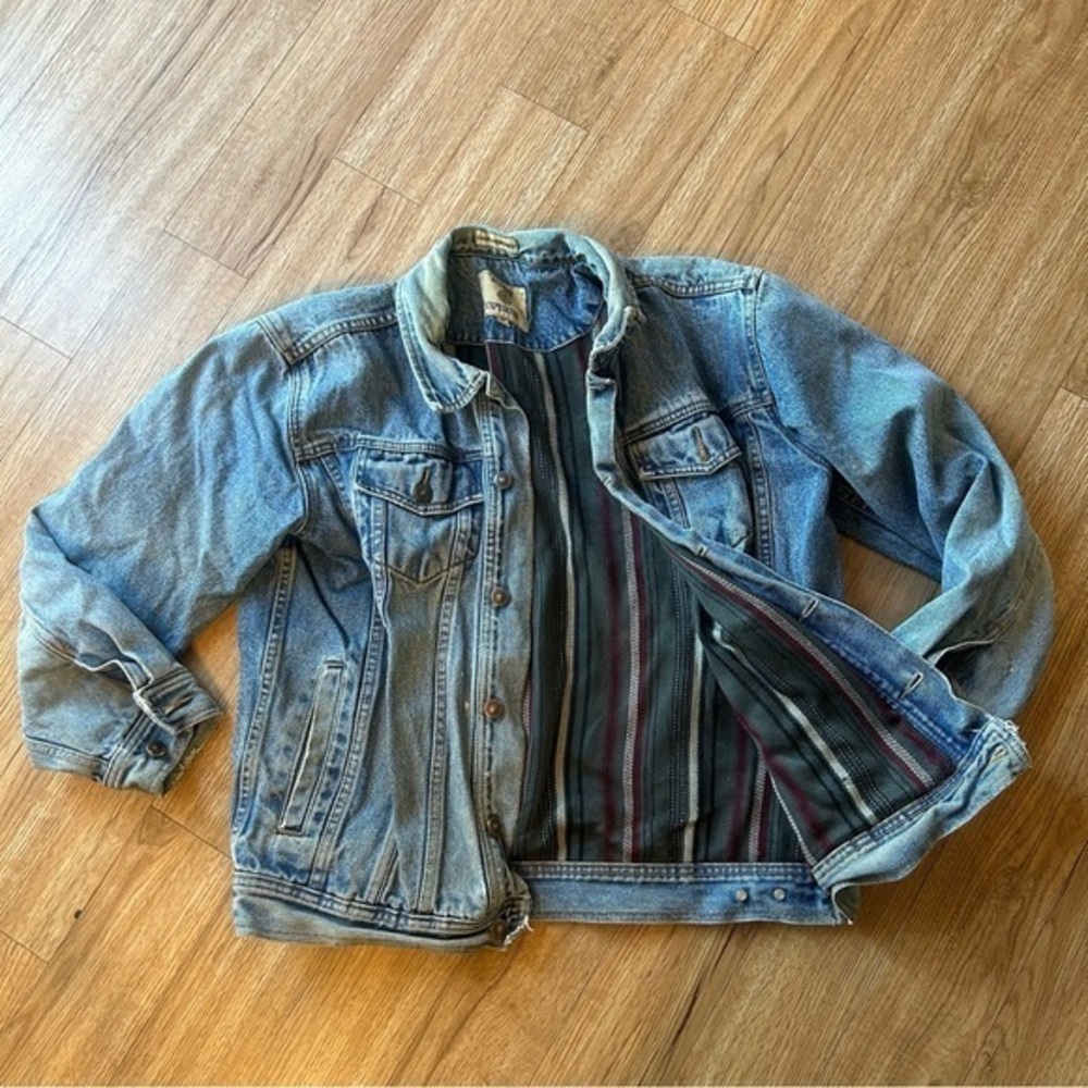 80’s Outdoor Expedition Flannel Insulated Denim Jacket Distressed